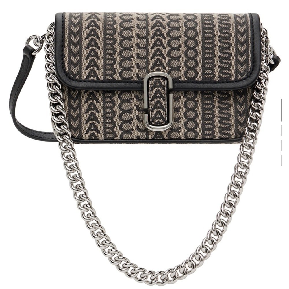 Marc Jacobs NWT Taupe & Black 'The Monogram J Marc Mini' Bag